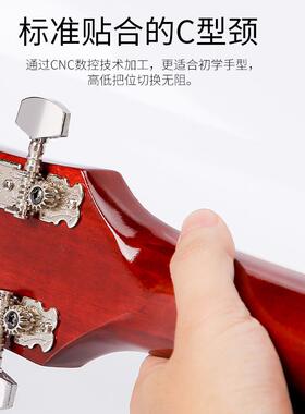 民谣吉他30VVG寸4寸36寸普及入圆桶门款初3学吉他亮光光练罩习琴