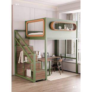 儿童高床架床TC0528上层上下悬桌组合床小房间省空间复式二楼上铺