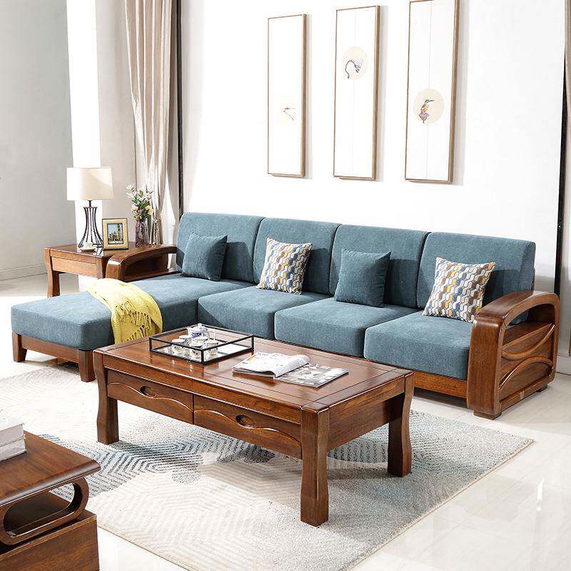 金丝胡桃木实木沙组合加厚简约发新式客发厅家具中布艺木质TYX沙