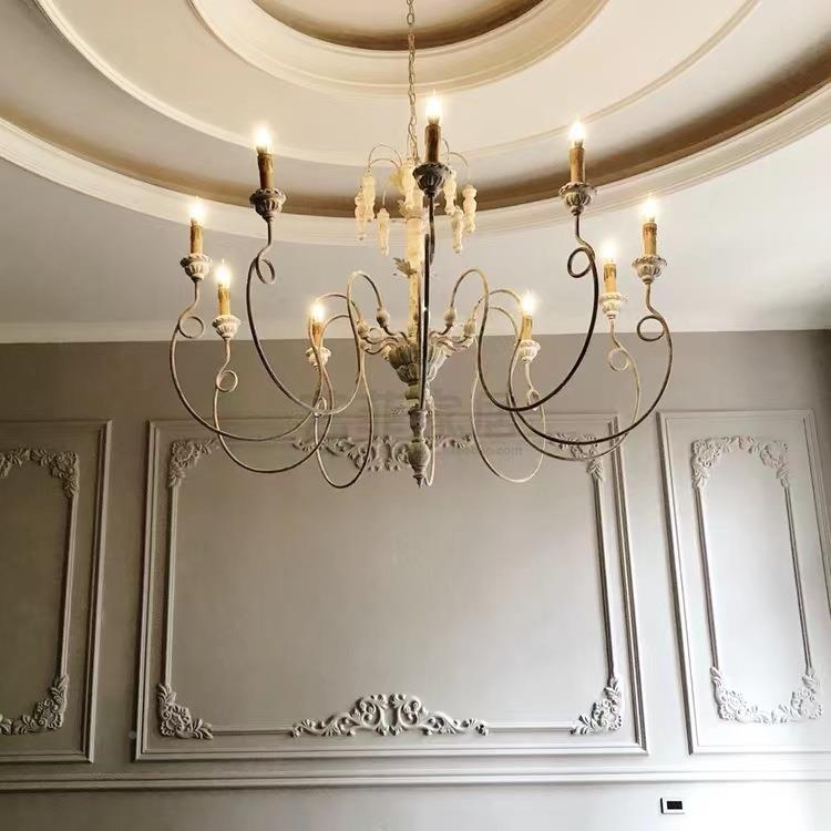 枝创意法9315-8式简约木艺型吊灯别墅间客厅厅楼梯复式楼餐卧室美