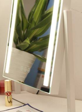 led台化妆镜梳式白色大号智能带灯桌旋转补光美妆DFU网红面金属妆