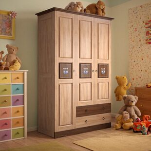 青少年木蜡油实木儿童衣柜男女孩二三四门衣橱家用胡桃木收纳柜子