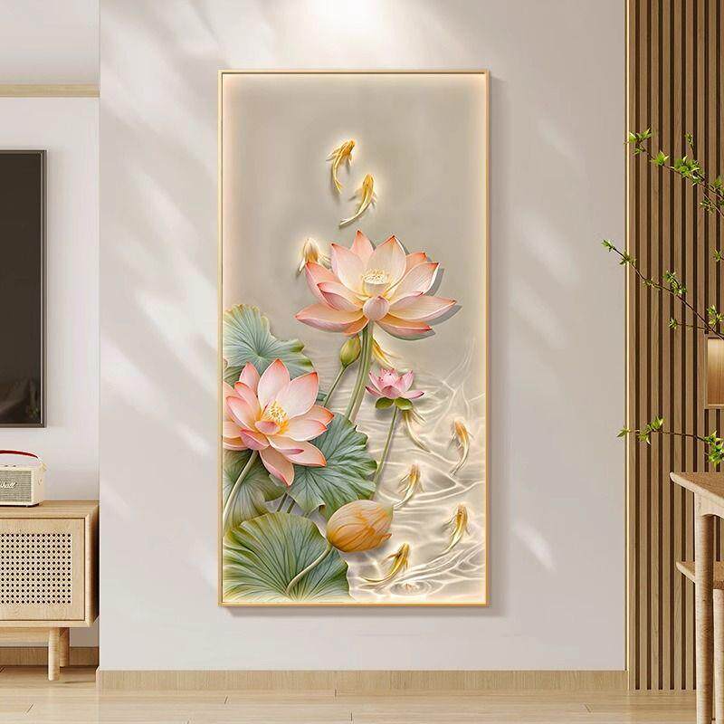 财荷花锦鲤九鱼十字绣2025新款线绣厅手招工刺绣图简约00现代玄客