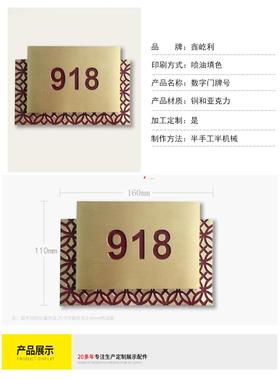 fshion个数字门性牌号，酒店门牌，a铜门牌787，指引牌。