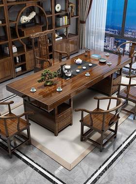 MXF实木大板茶桌椅组合烧一桌椅家茶几茶台水用壶一体办五公室泡