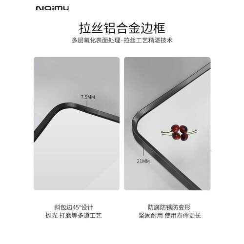 ft穿衣镜全身地镜镜户黑框贴墙壁挂式入试衣T03-C53客厅家用挂墙