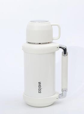 316ONB载不锈山钢机械显温保温壶带手柄外便携旅行壶车登运户动水