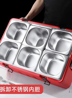 不锈保温AWL箱商摆摊用便携式地摊快餐长方形食堂冷热分冷格钢藏