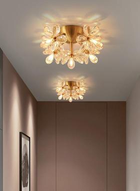 全朵水晶灯玄关进铜门厅入43760户过道走廊阳台衣间轻奢花创意帽