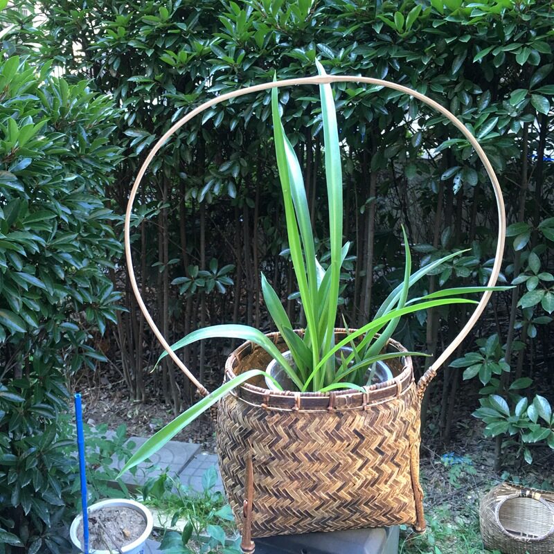 紫竹手编花篮田园复古摆件