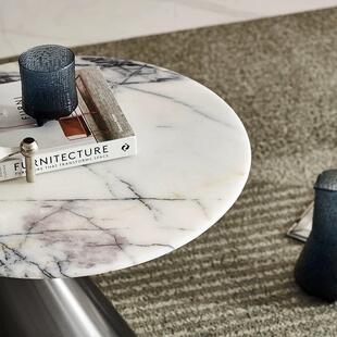 意式无品牌/圆简大天然理石边几轻奢阳台小桌极子创意不锈钢沙发