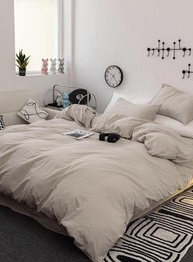 A类全棉民色织水洗棉纯色四件特色宿酒店ZJF42011床上套用色品纯