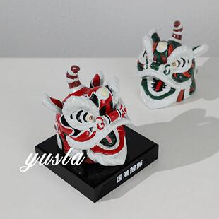 新中式树脂手醒狮子软装饰品电柜子绘办头公视ltao7131室样板间摆