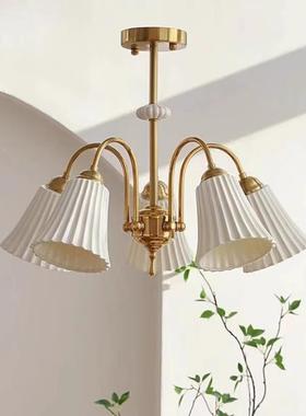 复式古白色陶瓷吊CSW灯美式铜全主卧室灯餐厅客厅设计书房玻璃法