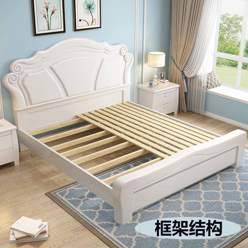 色实白木床人1.8米双床1.5米主卧式田PXK园欧公主床简约气压储物