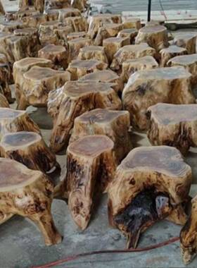 根雕凳子实木墩原木木YIR树桩桩底座茶几子茶桌配凳大板支架圆木