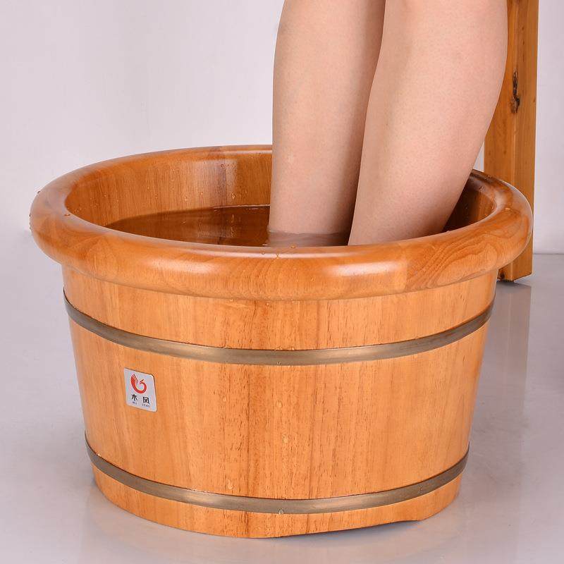 风泡木脚桶木足浴桶足浴盆QHU泡脚盆橡木实洗脚木盆泡脚一桶件起