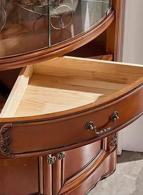 美实三ZG-78072角式柜酒木柜客厅家用靠墙墙柜角储物欧式带玻璃门