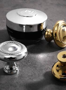 轻奢柜橱门ZLO拉手黄法式欧金色银色单孔衣柜铜抽屉柜厨房圆形式