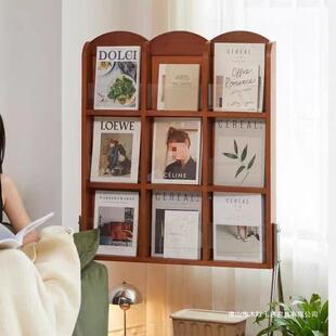 边柜中古 其他报架装 木现式 代实杂志架落地阅读展示架美房间饰书