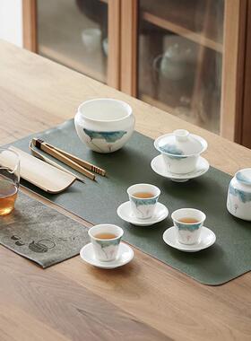 羊脂玉白瓷手绘旅行用套游装茶艺教学瓷培训专套组81334陶旅茶具