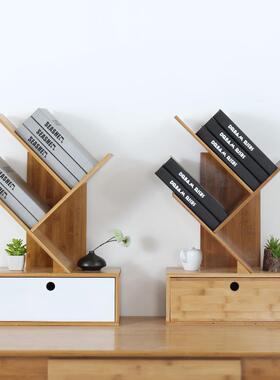 竹树形创意学EHO书架桌面多层代抽屉式收纳架楠现简约经济生型储