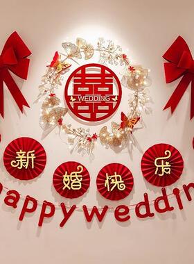 房婚房UYF布置女墙方卧室视背景简约婚礼男方新结婚电客厅装饰套