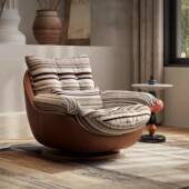 中风轻112奢高端窝椅客厅阳台古懒人沙发布沙艺旋转休闲单人发窝