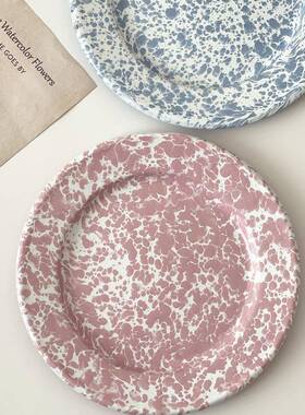 粉红色泼墨搪s瓷盘in风酸奶燕麦沙UIU拉甜品韩式网红子马克咖啡碗