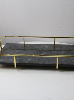 北欧ns大理石纹理托VRZ盘家用台面收风纳盘食托物长方形卫浴i置物