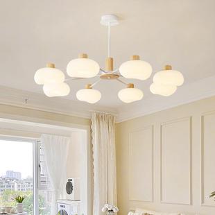 高亮客厅餐吊主灯奶油风原大厅木灯19895北欧简约温馨创意云团网