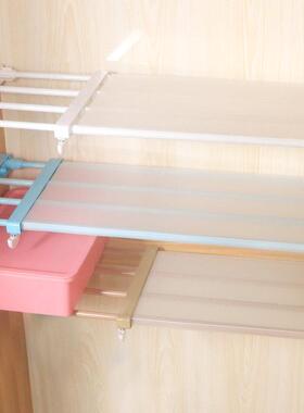 QWT纳衣柜收分层隔板厨房免钉打孔置其物架橱隔柜浴室可伸缩分层