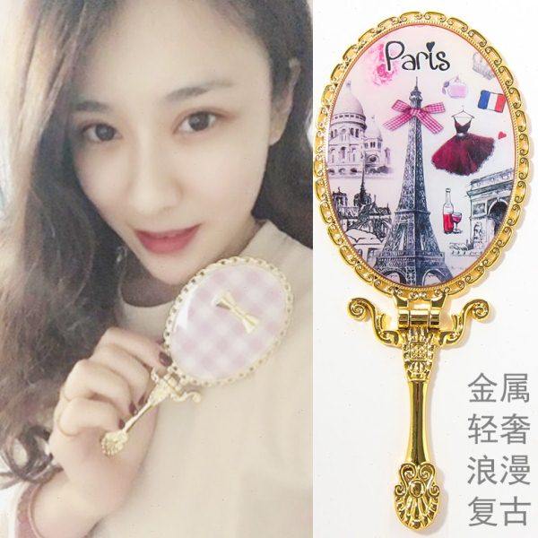 LASODY复古手柄化妆镜便携随身折叠镜梳妆镜送女生闺蜜老婆小礼品