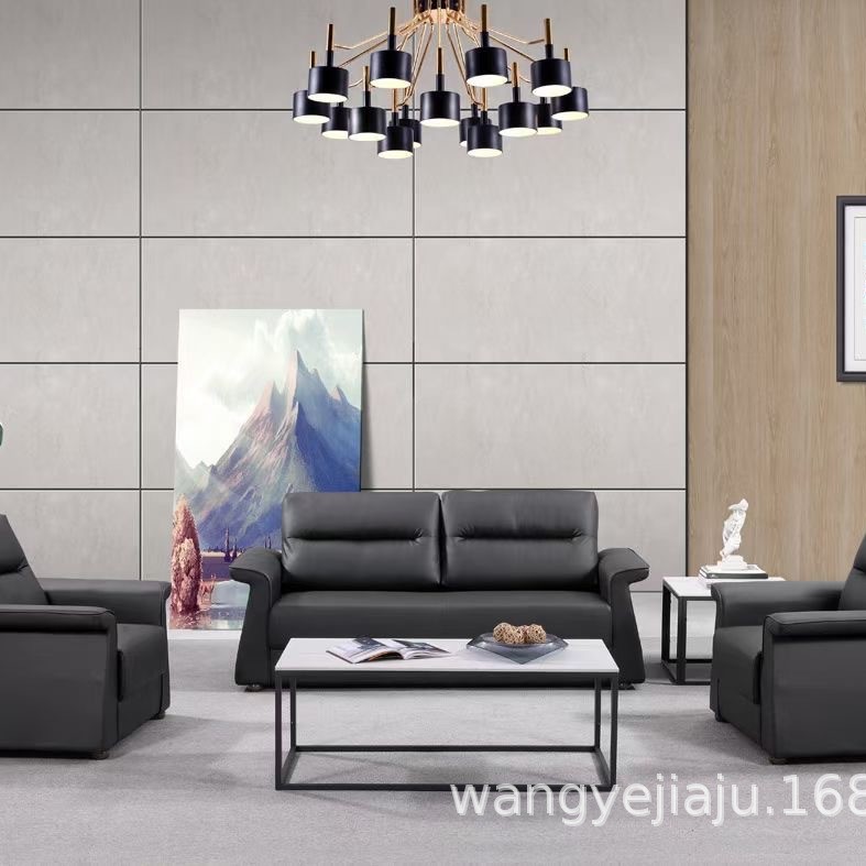 经理商务现代简约办公休闲洽谈办公室单人三人位接待室组合沙发