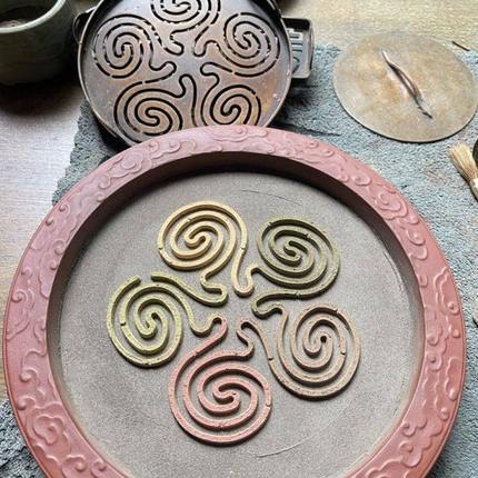 见素香坊督造五朵云铜香篆13cm苏工仿古香篆铜器香道用品印香图谱