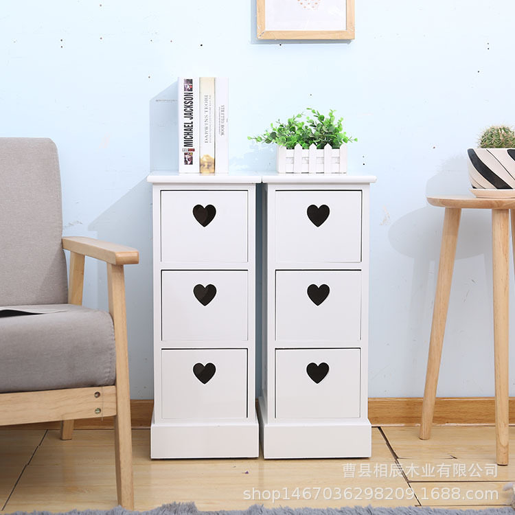 实木四斗柜现代简约白色收纳柜家居卧室床头抽屉式储物柜整理柜