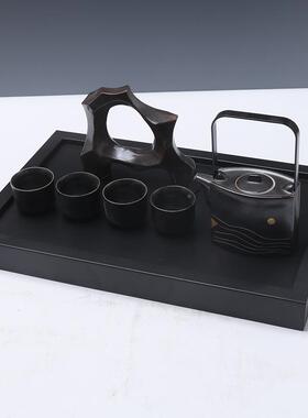 新中式黑色托盘具组装合UPD客厅电视柜装饰样板茶室茶茶几桌面饰