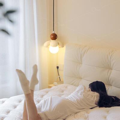 法式奶风花朵小油灯卧室可爱少女心床头垂线灯过道75397玄关具灯c