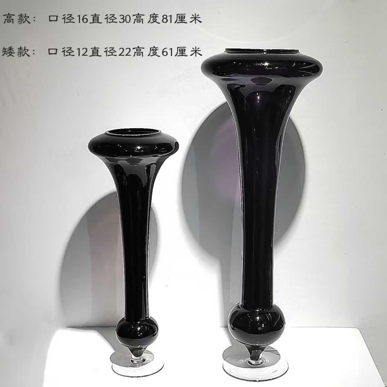 现代简约原色婚庆高脚杯玻璃花瓶酒店大堂桌面软装插花装饰摆件