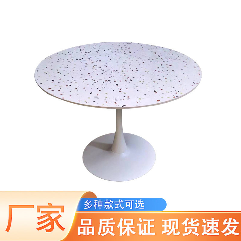 岩板小餐桌子室内外阳台小茶几奶茶店小圆桌岩板桌面饭桌现代简约