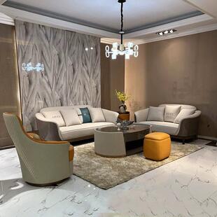 意式轻奢极简真皮沙发组合别墅套房客厅后现代港式高端实木家具