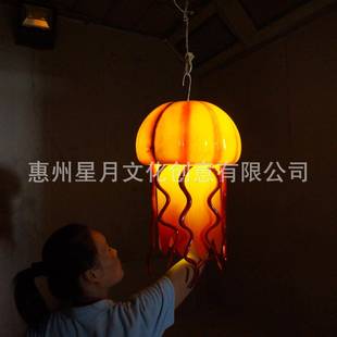 玻璃钢仿真动物雕塑制作室内商场水族馆发光水母灯景观装饰挂件