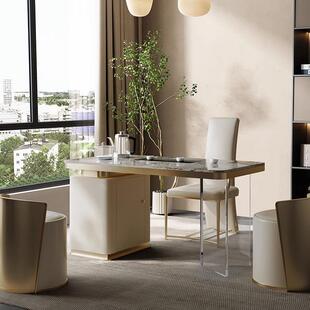 轻奢岩板茶台现代简约客厅家用高级感小户型阳台功夫小茶桌椅组合