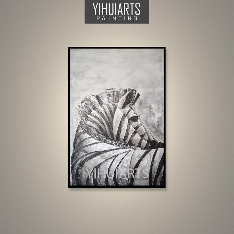 YIHUIARTS直销纯手绘马儿-堡垒题材书房玄关装饰油画挂画