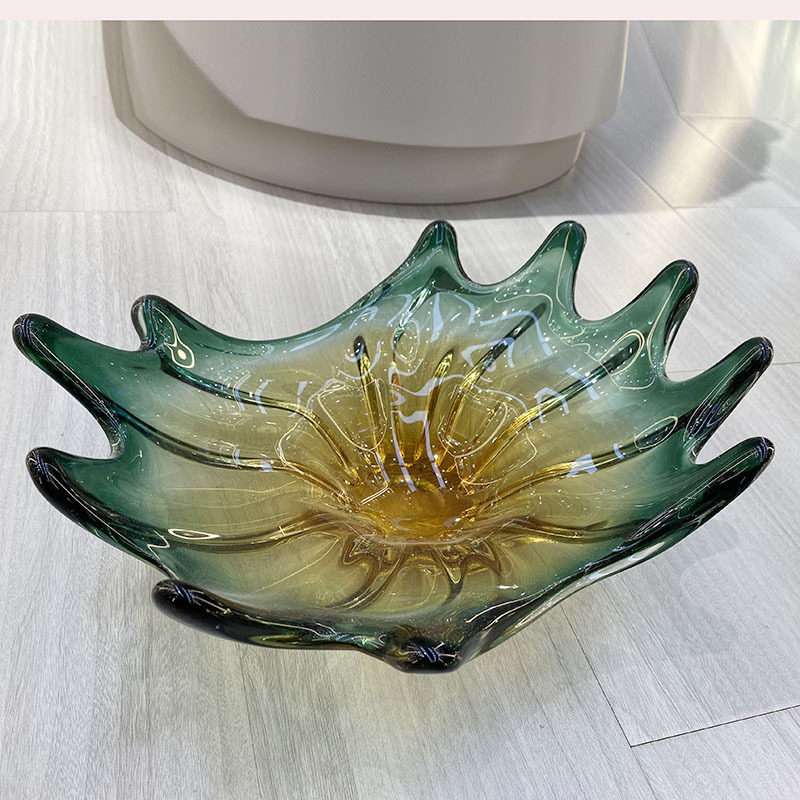 轻奢琉璃大果盘高档简约水果盘软装设计板板间客厅茶几装饰摆件