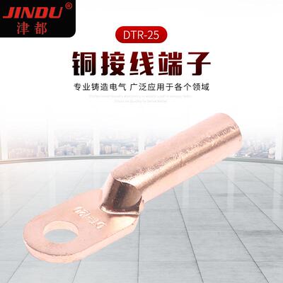 单孔铜鼻子DTR-25电线接头铜管鼻紫铜压线耳电缆线鼻子铜接线端子