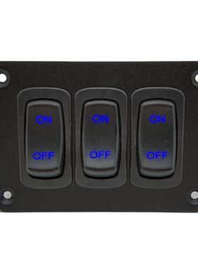 船形开关面板3位组合游艇汽车改装面板带固定板黑色金属框cc