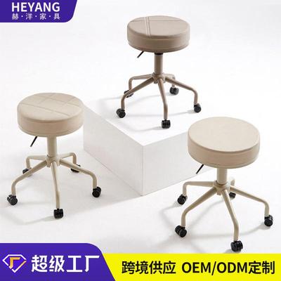 理发店美发滑轮凳子旋转吧台凳靠背化妆椅可升降大工凳升降旋转