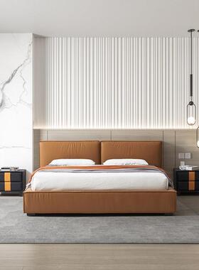 JM豆腐块L121#意式轻奢北欧风网红豆腐块皮床双人床主卧大床1.8米