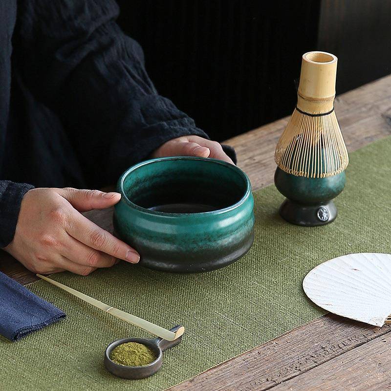 日式抹茶刷套装茶筅四件套打奶茶抹茶碗工具茶具点茶器具